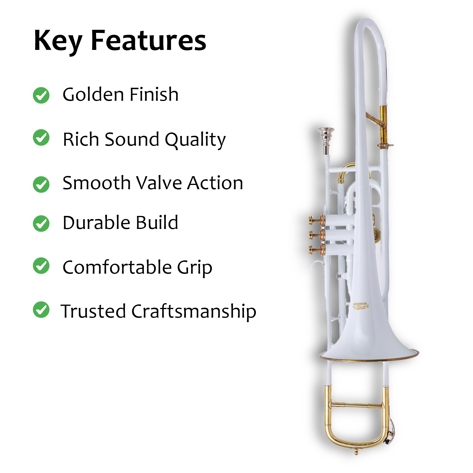 Valve Trombone Bb White brass MADE WITH HARD/CASE MOUTHPIECE GREAT SALE TRUMBONE