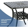 thumbnail image 3 of 30.5" Inch Outdoor Dining Table Square Patio Bistro Table Bronze Cast Aluminum Rustic Large Table with Umbrella Hole, 3 of 14