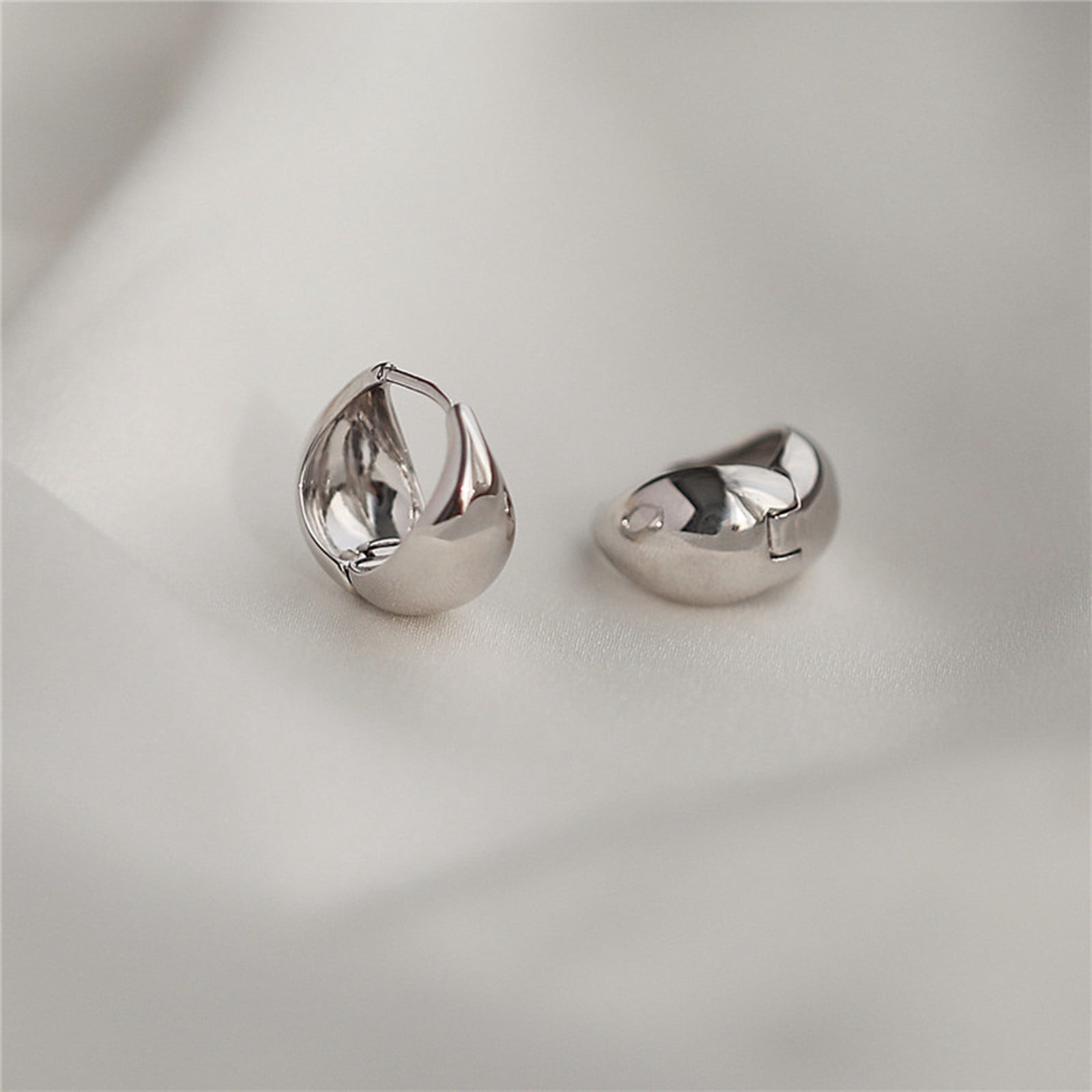 Chunky Silver Gold Hoop Earrings 18K Gold Plated for Women, Minimalist Jewelry Gift