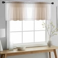 thumbnail image 2 of Khaki White Ombre Valance Curtains for Kitchen/Living Room/Bathroom/Bedroom Window, Rod Pocket Small Topper Half Short Window Curtains Sheer Scarf, Modern Abstract Art Farmhouse Gradient 54"x18", 2 of 8