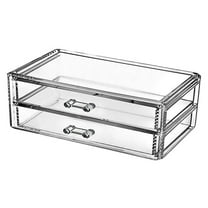 Yonrjhukm Transparent Acrylic Makeup Organizer with Double-layer Drawer, Vanity Storage Box for Jewelry and Beauty Products, Compact Design for Dress Table Display
