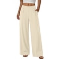 thumbnail image 5 of Womens Stretchy Dress Pants Straight Wide Leg Work Trousers Business Casual Pull On office Slacks Beige S(S), 5 of 5