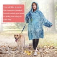 thumbnail image 4 of Blue White Tie Dye Wave Pattern Wearable Oversized Blanket,Wearable Blanket Hoodie for Adults,Cozy Hooded Blankets with Super Pockets,Super Warm Fuzzy Pullover for Women & Men, 4 of 6