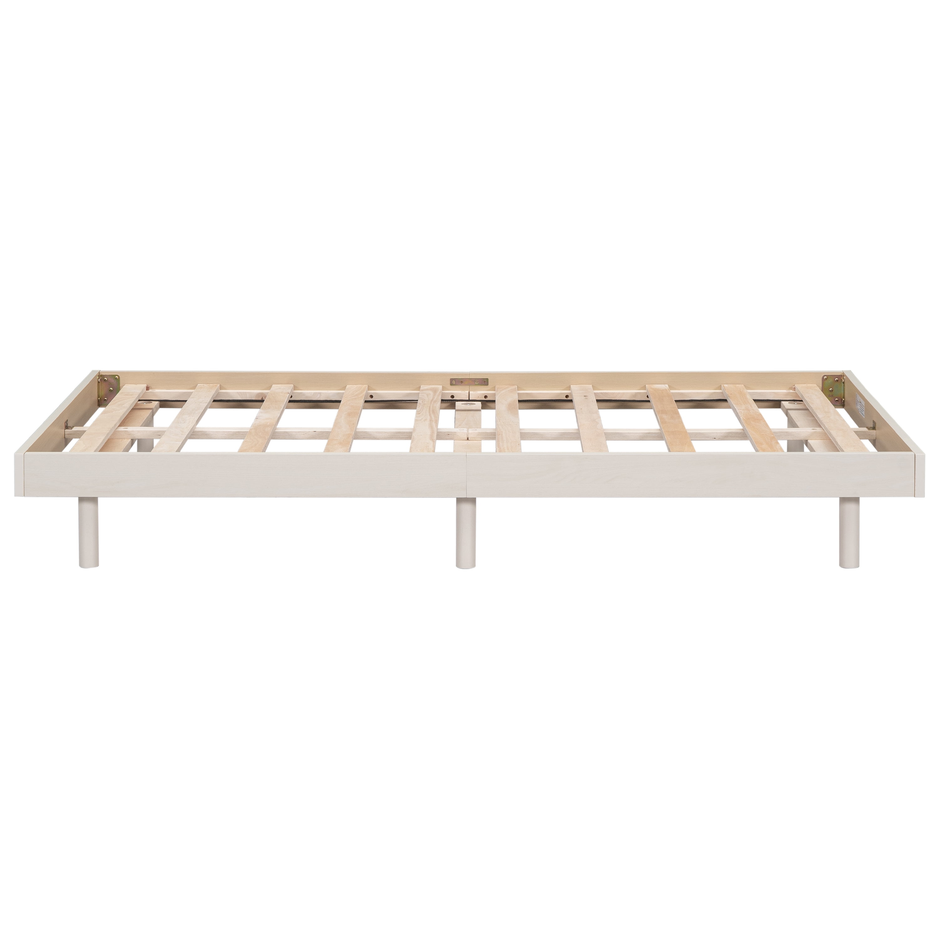 Miniyam Wood Twin Size Floating Bed for Kids and Teens, White