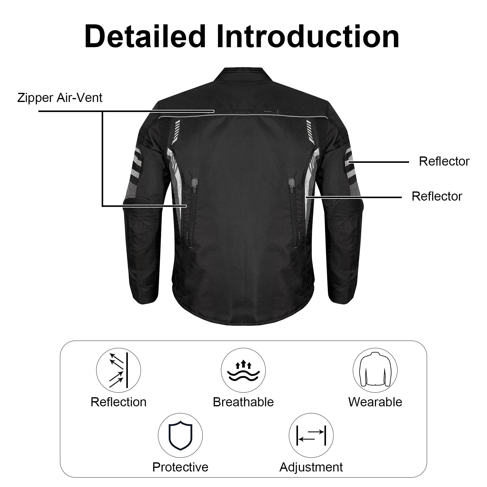 Dream Apparel Men's All-season Motorcycle Jacket for Enduro Dualsport Riding with 600 D polyester, Armor Foam Padding, Visibility