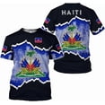 thumbnail image 2 of 3D Printed Haitian Flag Pattern T-shirt For Men Haiti National Emblem Short Sleeves T Shirts New In Men's Crew Neck Tee Shirt, 2 of 4