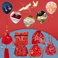 thumbnail image 7 of 12 Pcs Jewelry Silk Purse Pouchs 6 Styles Vintage Red Embroidered Flower Jewelry Brocade Organizer Wrap with Zipper Small Drawstring Bag Jewelry Gift Bag for Wedding Travel Candy Storage Red, 7 of 7