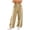Khaki, variant on Women Striped Side Wide Leg Pants Ruffle Elastic High Waist Drawstring Casual Trousers with Pockets Curved Hem Streetwear Pants