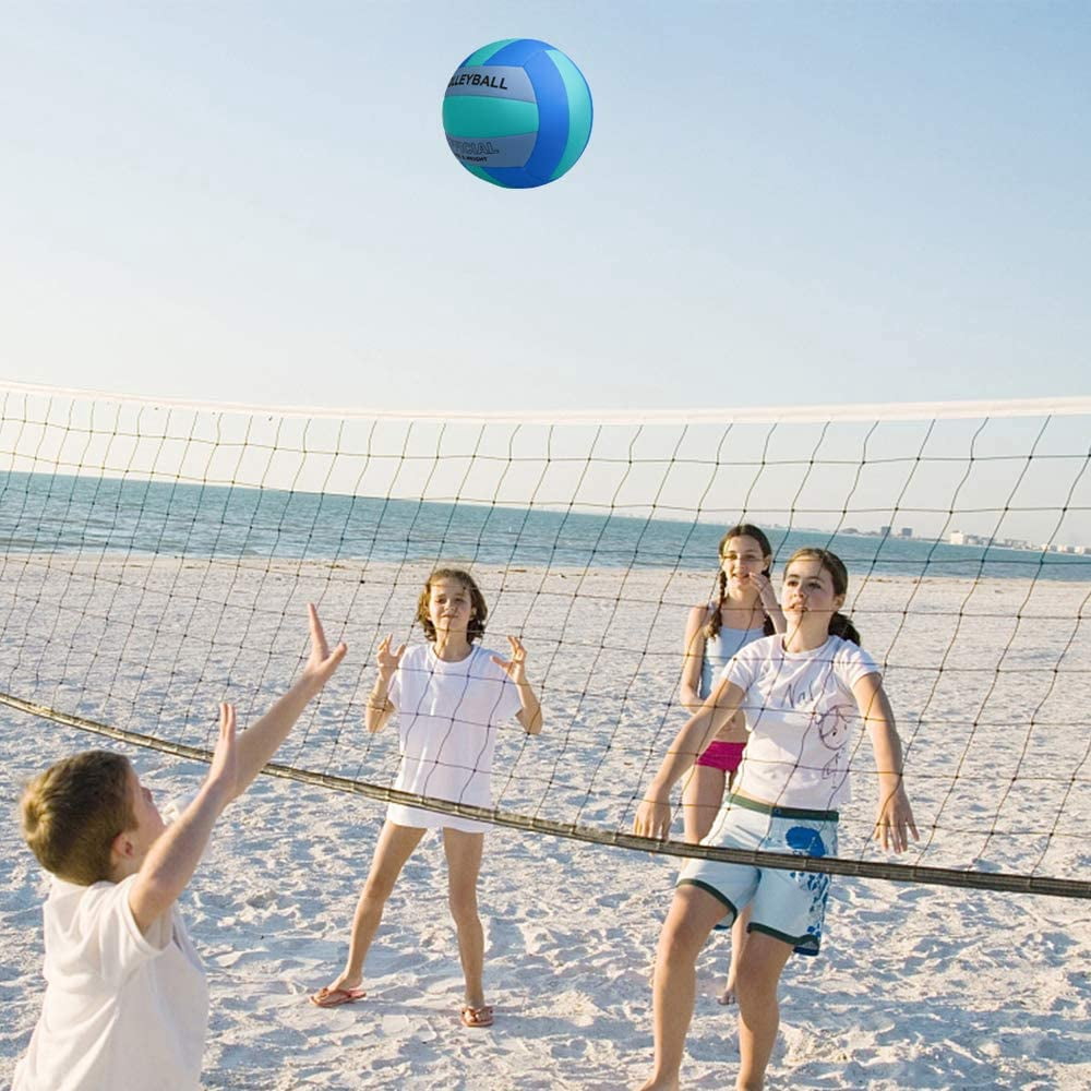 Volleyball Size 5 PU Leather Soft Indoor Outdoor Volleyballs Sports Training Game Play Ball for Beginner, Teenager, Adult, 8.2