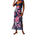 thumbnail image 2 of Yunliwuli Women Long Bodycon Dress Floral Print Lace Patchwork Cutout V-Neck Sleeveless Dress Summer Slit Backless Party Dress, 2 of 5