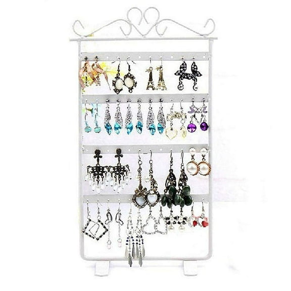 Magik Earrings Necklace Jewelry Stand Holder Rack Tower Tree Metal Display Shelf Copper Showcase (White)