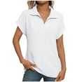 thumbnail image 2 of VgaVtl Short Sleeve Women's Shirts Collared Polo Ladies Plus Size Tops Casual Loose Everyday Basic Plain Tops,White XXL, 2 of 4