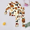 thumbnail image 2 of JIAYUE Girls Two Piece Sleepwear Sets Soft Stretchy Long Sleeve Crew Neck Halloween Print Tops Jogger Pants Loose Fit Sleepwear Lightweight For Home Party Holiday Daily Loungewear, 2 of 3