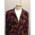 thumbnail image 2 of Pleated Printed Satin Jacket, Multi Color Pink, Purple, Rust Geometric Print (Style# 29606), 2 of 4