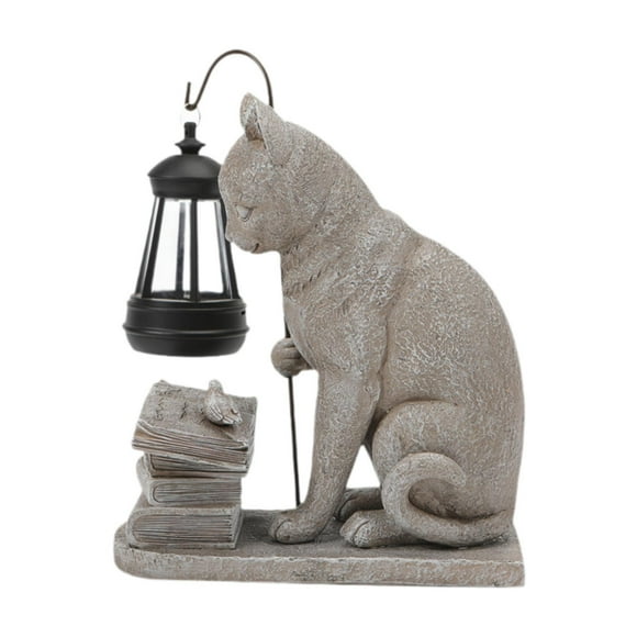 Escultura de estatua de jardín Solar de gato, luz Solar, exhibición artística, estatuilla para patio trasero, adorno de césped para regalo de