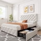 thumbnail image 4 of Qinaqin Queen Size Cama Frame con 4 Almacenamiento Cajones y Ajustable cm de Alturaeadboard Cuero Sintético Upholstered Platform Profundidadiamante Stitched Button Tufted No Caja Spring, 4 of 6