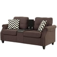 thumbnail image 4 of Poundex 2 Piece Fabric Sofa Set with USB Console in Dark Coffee, 4 of 9
