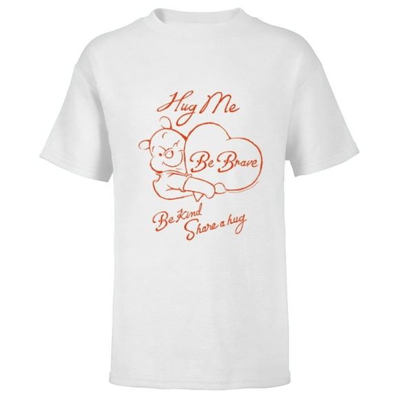 Disney 100 Winnie the Pooh Be Brave Be Kind Share a Hug D100 - Short Sleeve T-Shirt for Kids - Customized-White