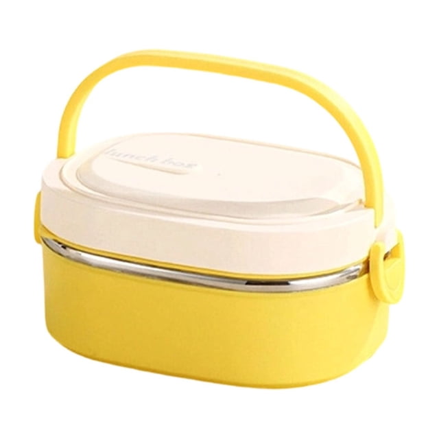 Yellow Stainless Steel Stainless Steel Squares Multi Layer Insulated Lunchbox Airtight And Fresh Keeping Bento Box With Compartments For Students And Professionals