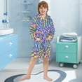 thumbnail image 5 of FORMRS Niños Bathrobe Unisex Hooded Robe Soft Plush Pajamas Sleepwear, Size 2-3T, Green Wavy Pattern, 5 of 7
