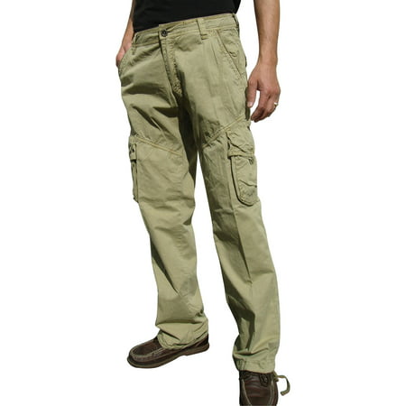 Mens Military-Style Khaki Color Cargo Pants 27_32x32 - Walmart.com