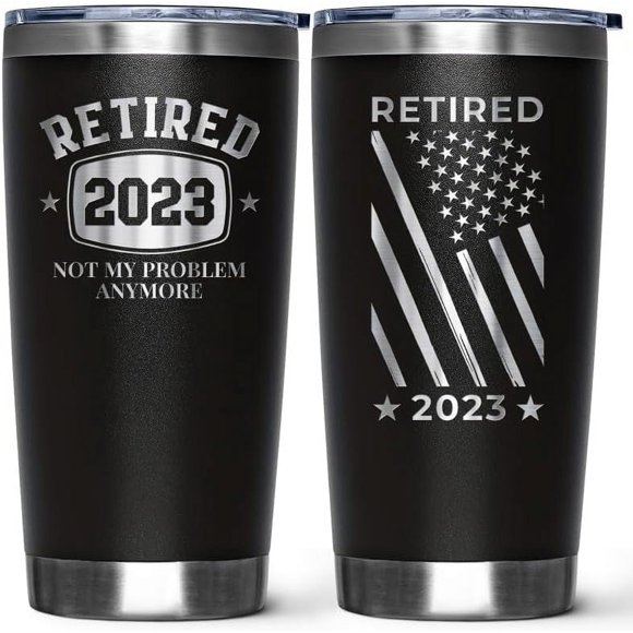 Cadeaux de Retraite 2023 pour Hommes Femmes Gobelet Isolé 20oz - Cadeaux Drôles de Retraités pour Papa Maman Mari Épouse Grand-Papa Grand-Maman Collègues Employés