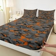 thumbnail image 3 of jejeloiu Abstract Camouflage Twin Sheet Sets,Rustic Camo Twin Fitted Sheet,Orange Green Black Flat Sheet For Boys Kids,Microfiber Bedroom Decor,3 Pieces, 3 of 7
