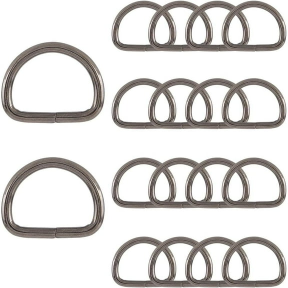 1 Box 20Pcs D Shape Rings Metal D Ring 1 Inch 25mm Black Gunmetal Iron Heavy Duty Non-Welded Hooks Strap Extra Thick 4mm D-Rings for Sewing Purses Webbings Aprons Belts DIY Crafts