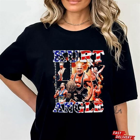 Kurt Angle Wrestler Black Heavy Cotton Size To 3XL T Shirt BH007