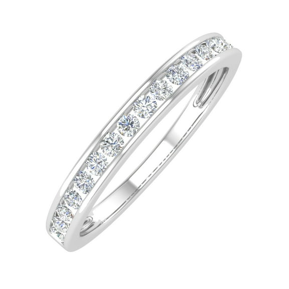 1/4 Carat Channel Set Diamond Anniversary Wedding Band in 10K White Gold (Ring Size : 6.5) - IGI Cert