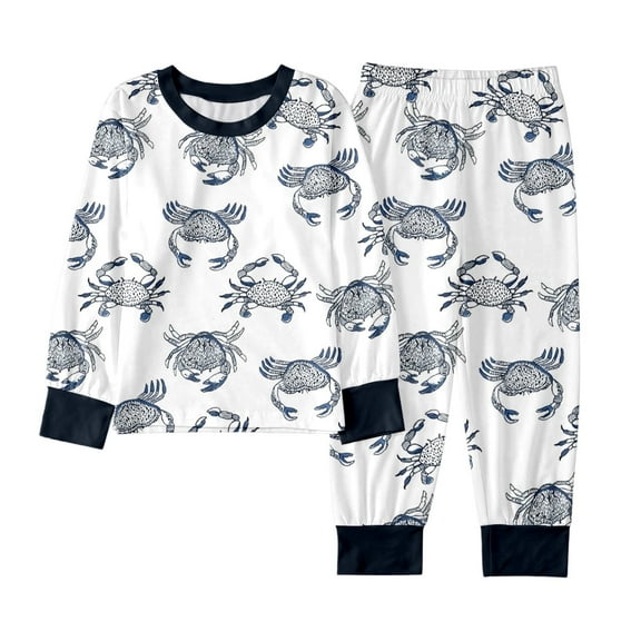 Shadoumai Shark Print 2 Piece Pajama Set Long Sleeve Top and Pants Sleepwear Unisex