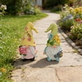thumbnail image 5 of Spring Gnome Figurines Set of 2, Floral Garden Decor with Bee and Butterfly, Yellow and Green Hats, Resin, 4.53 inches Height, 5 of 7