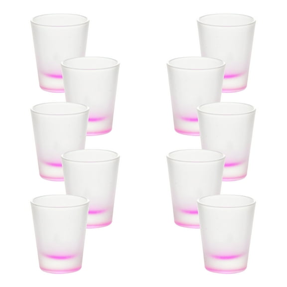 Frosted Glass Shot Glasses 1.75 oz. Set of 10, Bulk Pack - Great for Weddings, Birthdays, Parties, Indoor & Outdoor Events - Pink