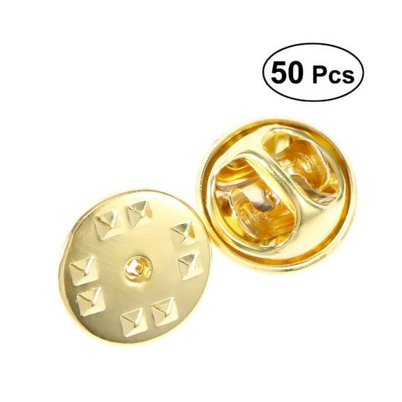 DESIGNICE 50Pcs Brass Clutch Badge Insignia Clutches Pin Backs Replacement (Gold)