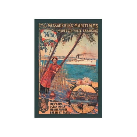 Messageries Maritimes French Cruise Line Ports: Australia, Indochina, Indian Ocean, Mediterranean, Brazil Print