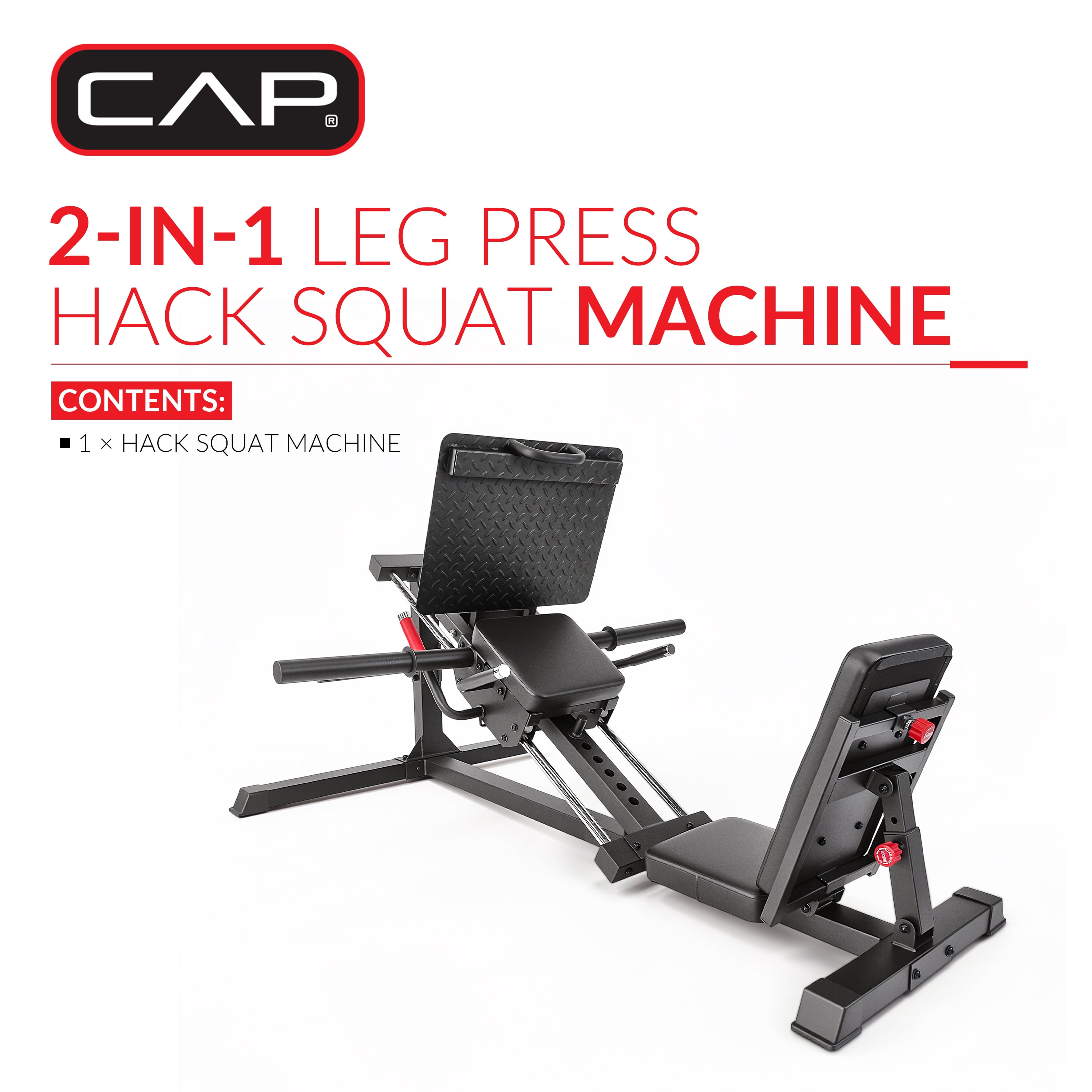 CAP Barbell 2-in-1 Leg Press & Hack Squat Machine, Plate-Loaded Lower Body Strength Trainer with Adjustable Footplate & Back Pad, Olympic Weight Plate Compatible