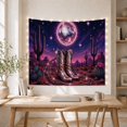 thumbnail image 5 of Iridescent Cowboy Boots with Lasso Beneath Desert Disco Ball, Dreamy Psychedelic for Western Fans, Neon Desert Art, Birthday Gift, Tapestry Wall Hanging for Bedroom and Studio, 5 of 7