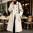 thumbnail image 5 of Levmjia Women's Plus Size Longline Wool Look Coat Single Breasted Notched Lapel Pocket Casual Loose Fit Winter Jacket, 5 of 7