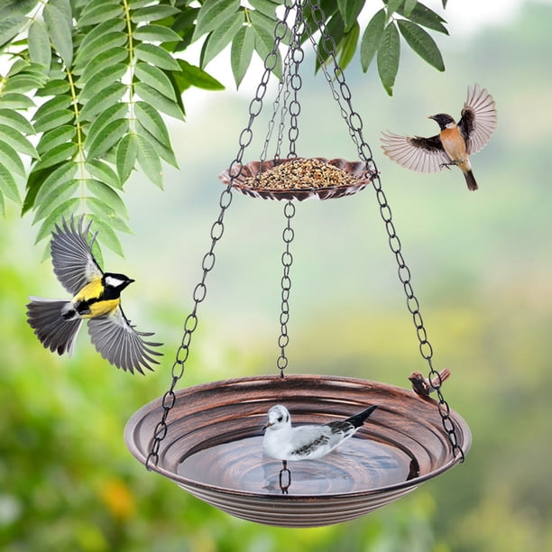 Comedero colgante para pájaros para jardín | Comedero y bebedero para pájaros de exterior | Comedero inoxidable para patio y jardín | Atrae a las aves silvestres para alimentarse y bañarse