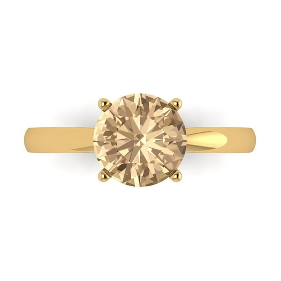 Solitaire Engagement Ring for Women - 2ct Yellow Moissanite in 18K Yellow Gold Promise Ring