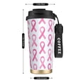 thumbnail image 3 of Stainless Steel Coffee Cup 7.7×2.6×3.5in Tapered Design Nylon Woven Wrist Strap Portable Durable Cup Bottom With Non-Slip Sticker Modern Pink Ribbon Pattern, 3 of 8