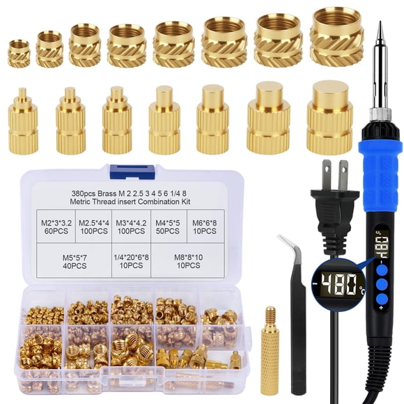 Kit de Herramientas para Inserción de Calor con Soldador 90W y 390 Piezas QLOUNI