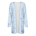 thumbnail image 4 of UPPADA Womens Cardigans Casual Floral Print Lightweight Open Back Sweatshirt with Pocketes Long Sleeve Open Front Cardigan Light Blue,L, 4 of 5