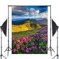 thumbnail image 2 of ABPHOTO Polyester Mountains Sky Grass Clouds Photography Background Azalea Scenery Backdrop Studio Props Wall Bedroom Photo Background 5x7ft, 2 of 5