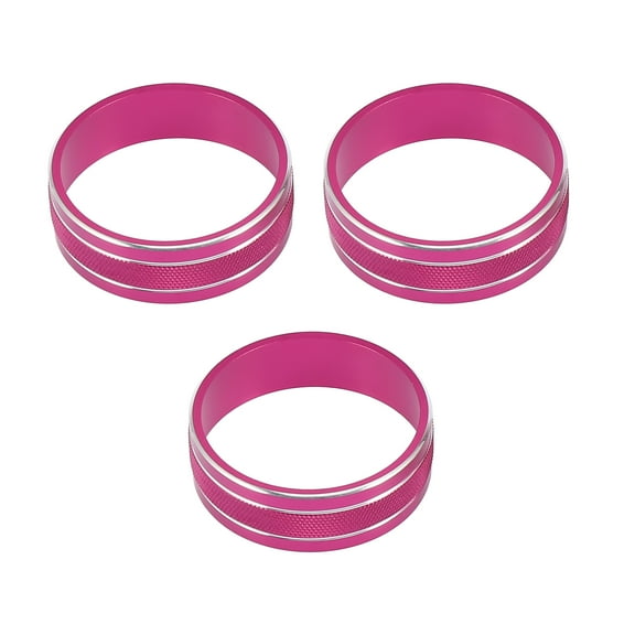 3 Pcs A/C Switch Knob Cover Ring Pink Silver Tone for Jeep Wrangler 2011-2018