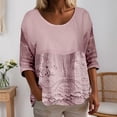 thumbnail image 2 of Womens Long Sleeve Workout Tops Shirts Trendy Casual Ruffled Crewneck With Pattern Design Fall Clothes for Women Tees Blouses Pink 2XL, 2 of 3