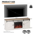 thumbnail image 5 of ALAULM Rustic Fireplace TV Stand for 65 Inch TV, Farmhouse Media Console Cabinet with Sliding Barn Door, White, 5 of 10