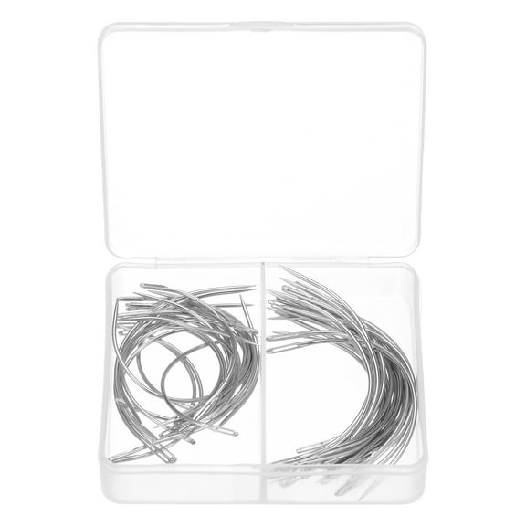 50Pcs Curved Needles 2.5", 3" C Type Weaving Sewing Needles Wig Making Upholstery Big Eye for Carpet Leather Canvas