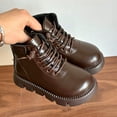 thumbnail image 2 of Povozer Girls Ankle Boots Kids Fall Boots Winter Warm Snow Outdoor Shoes(Brown,13.5), 2 of 6