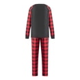 thumbnail image 4 of Family Matching Christmas Pajamas, Elk Letter Print Long-Sleeved O-Neck Tops + Plaid Pattern Trousers, 4 of 10